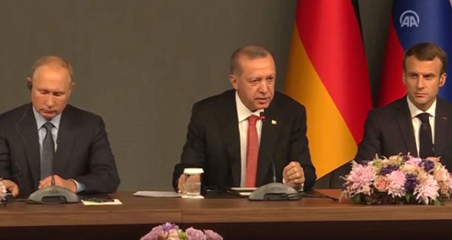 Erdoğan, Putin, Merkel ve Macron Ortak Açıklama Yapıyor