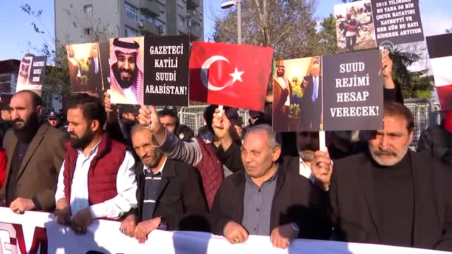 Suudi Arabistan’ın İstanbul Başkonsolosluğu Önünde Yemen Protestosu